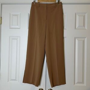 Theory High Waist Slit Modern Crepe Pants Sz8 Camel